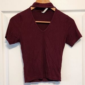 Chic V-Neck Burgundy Women's Top‎